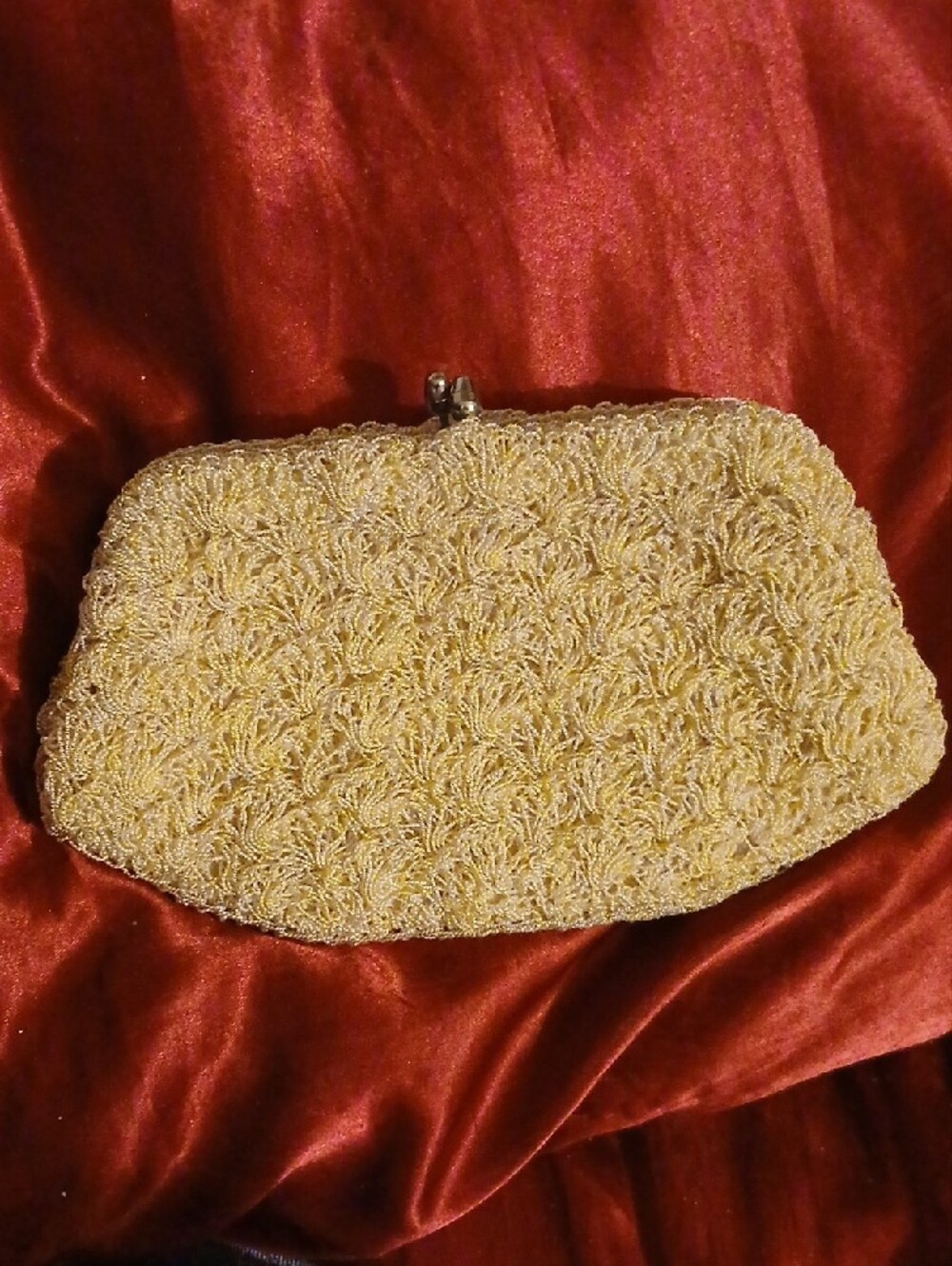 Source Unknown Beaded Cream Evening Clutch